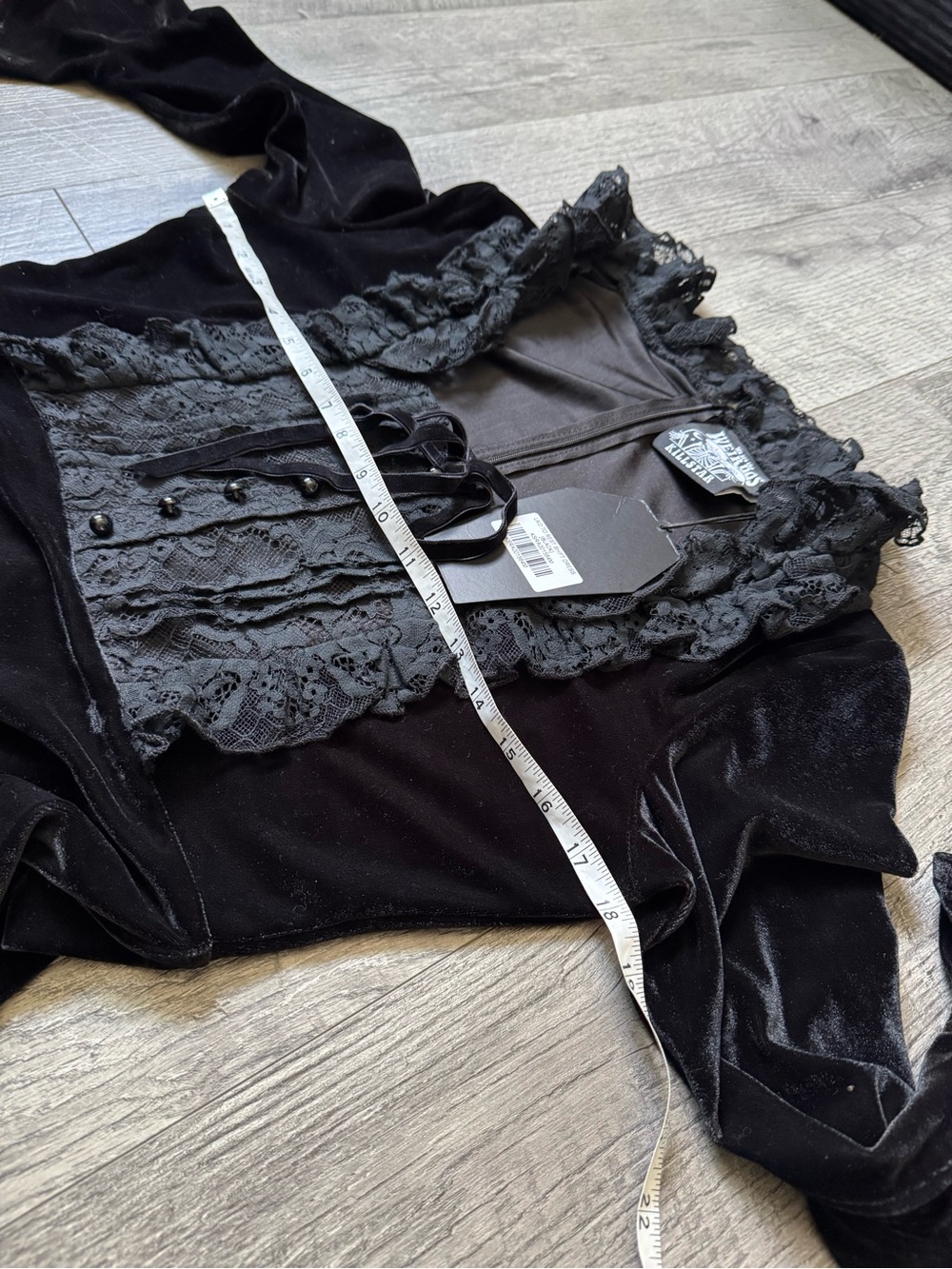 Killstar: Laid To Rest Black Velvet Dress Bell Sleeve Fit & Flare Size M - Picture 7 of 9